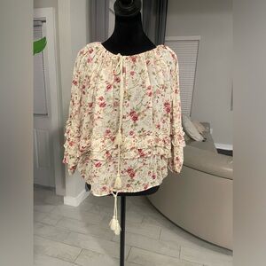 Denim & Supply Ralph Lauren Rl Boho Peasant floral print Ruffle Top S